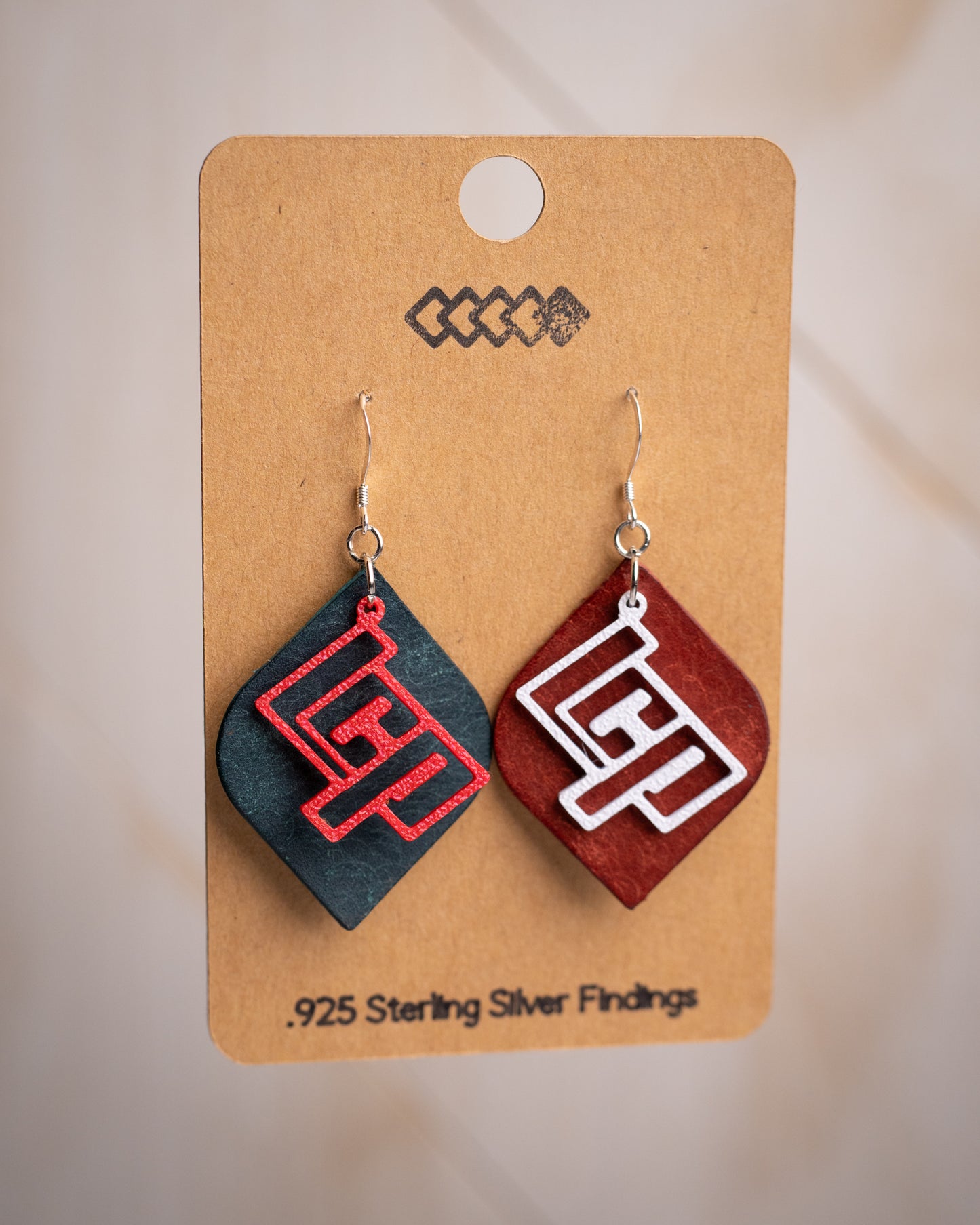 Full-grain leather LCP earrings