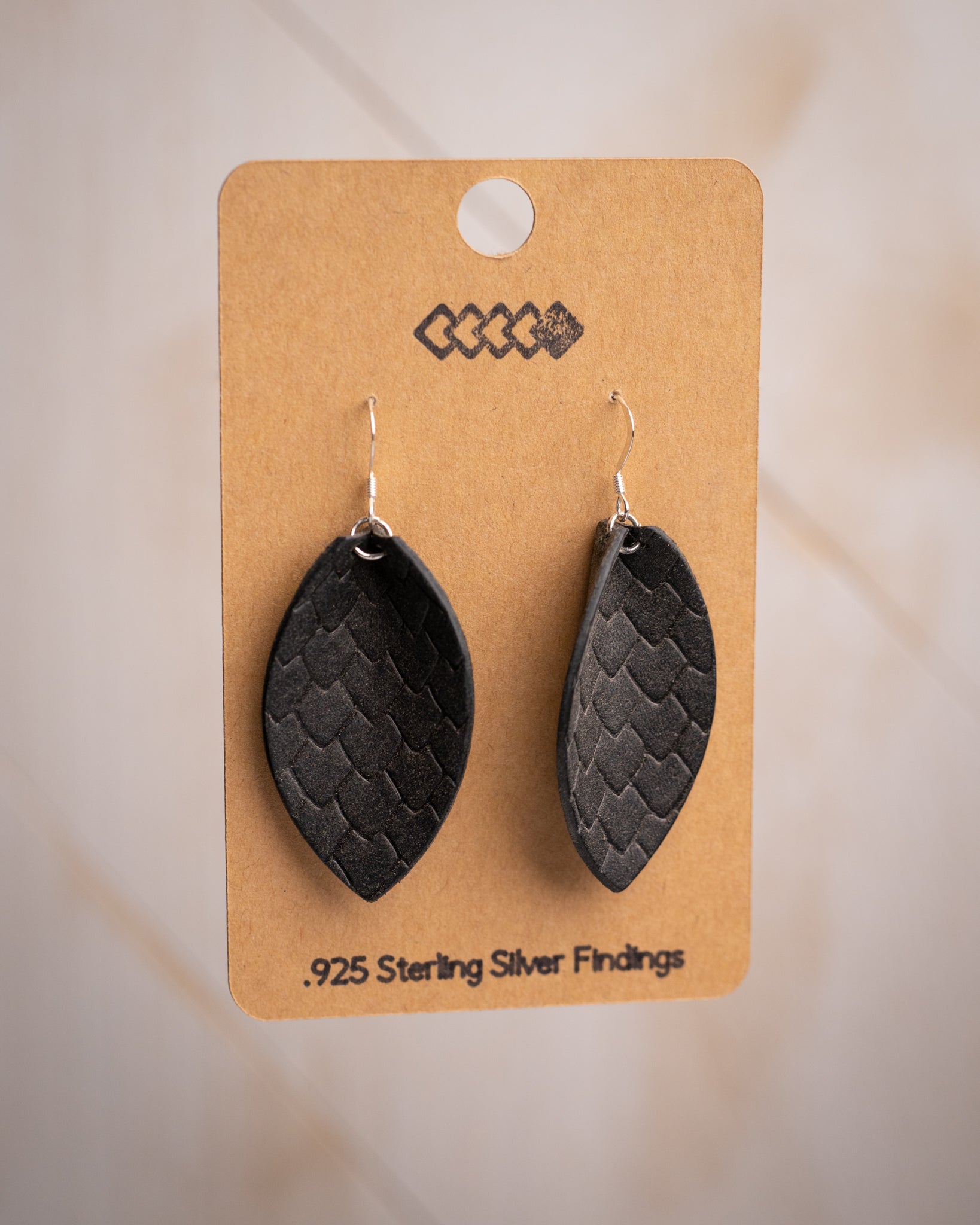 Full-grain leather dragon scale earrings