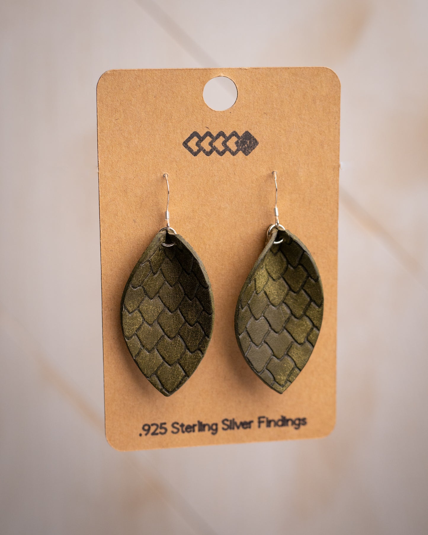 Full-grain leather dragon scale earrings