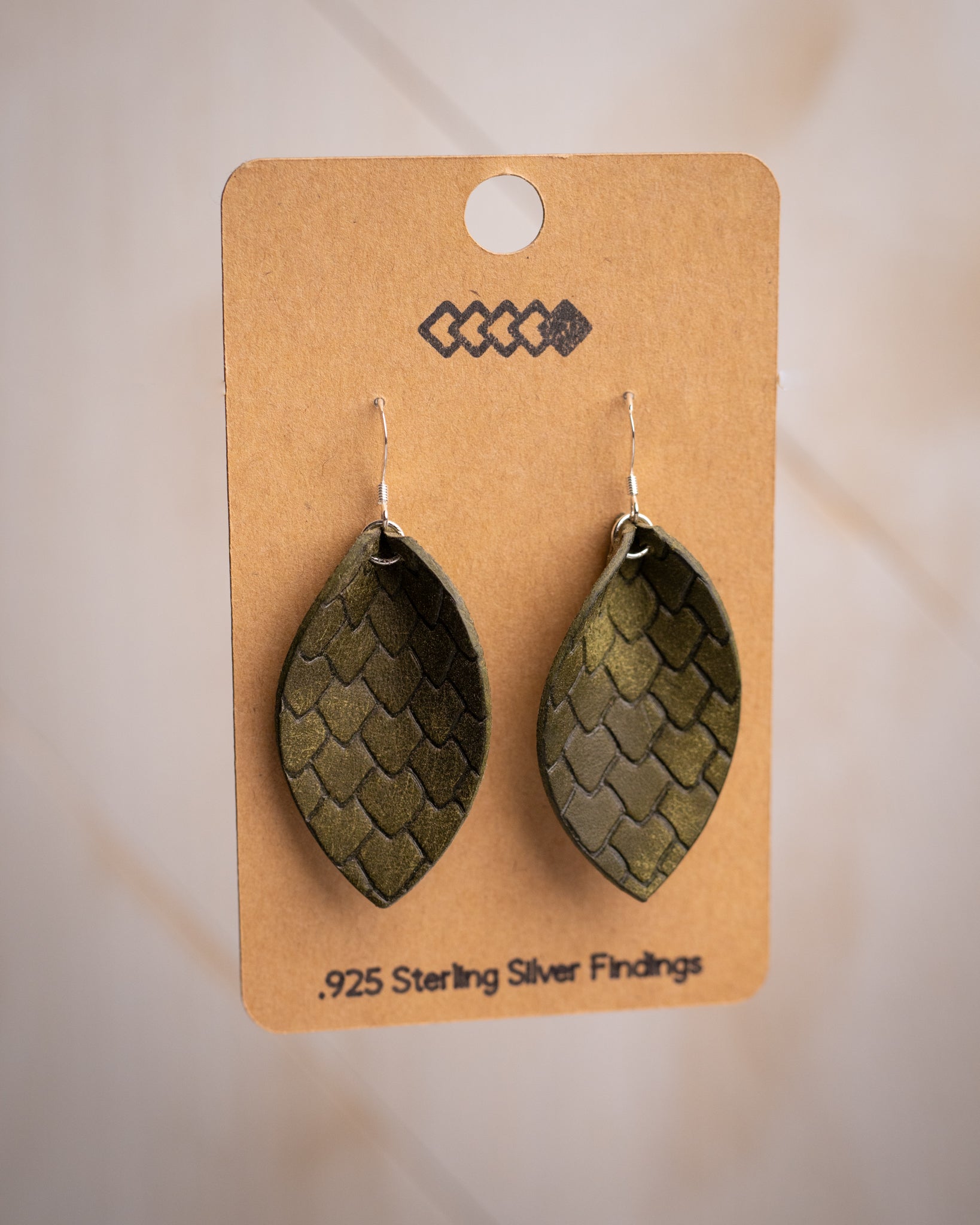 Full-grain leather dragon scale earrings